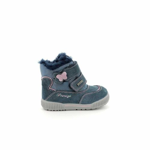 PRIMIGI GORE-TEX vízálló csillámos, pillangós bundás bakancs, farmer kék