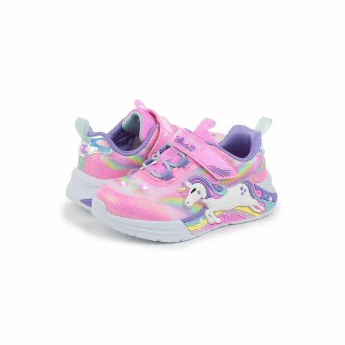 24-es Skechers villogó lány sportcipő -Unicorn Chaser, unicornisos, rózsaszín