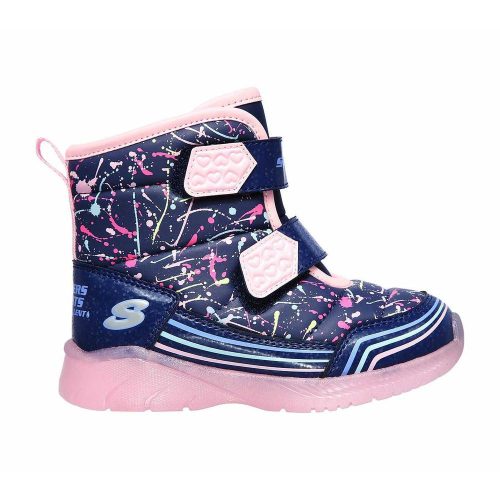 22-es Skechers kislány világító, vízlepergető bakancs - Power Paint S Lights, kék/színes
