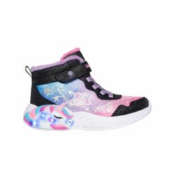   28-as Skechers villogó magasszárú cipő, unikornisos - S-Lights: Unicorn Dreams, fekete/rózsaszín