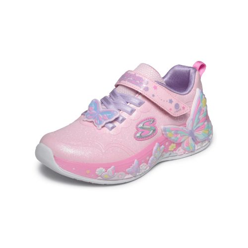 27,5-es Skechers villogós lány sportcipő - pillangós, rózsaszín