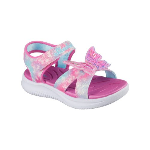 30-as Skechers villogó lány szandál, pillangós, rózsaszín/multicolor