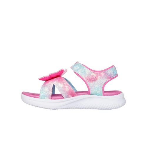 30-as Skechers villogó lány szandál, pillangós, rózsaszín/multicolor