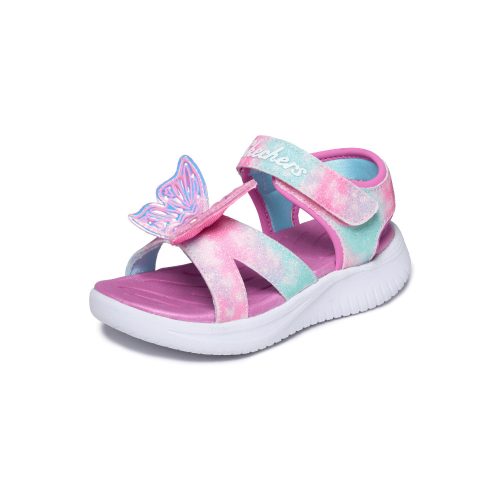 25-ös Skechers villogó lány szandál, pillangós, rózsaszín/multicolor