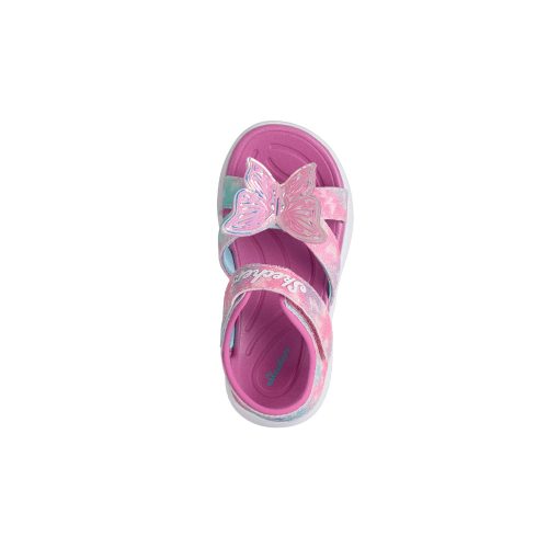 25-ös Skechers villogó lány szandál, pillangós, rózsaszín/multicolor