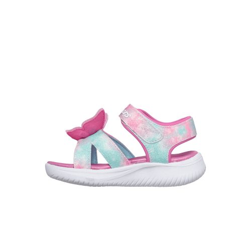 25-ös Skechers villogó lány szandál, pillangós, rózsaszín/multicolor