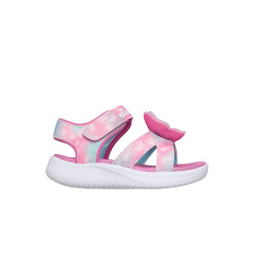 25-ös Skechers villogó lány szandál, pillangós, rózsaszín/multicolor