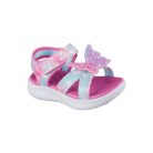 25-ös Skechers villogó lány szandál, pillangós, rózsaszín/multicolor