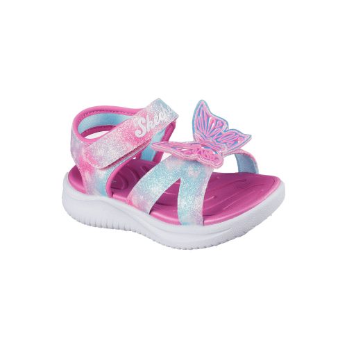 25-ös Skechers villogó lány szandál, pillangós, rózsaszín/multicolor