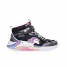27,5-es Skechers villogó magasszárú cipő, unikornisos, Jumping Magic, fekete/multicolor 