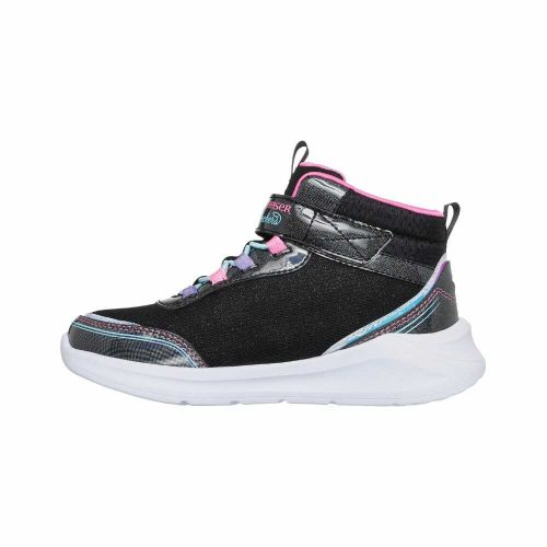 27,5-es Skechers villogó magasszárú cipő, unikornisos, Jumping Magic, fekete/multicolor 