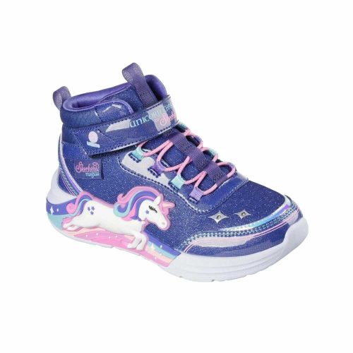 27,5-es Skechers villogó magasszárú cipő, unikornisos, Jumping Magic, sötétkék/multicolor