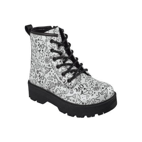 29-es Skechers lány átmeneti bokacsizma, Gravlen HI – Doodle Down, fekete/fehér 