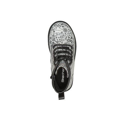 29-es Skechers lány átmeneti bokacsizma, Gravlen HI – Doodle Down, fekete/fehér 