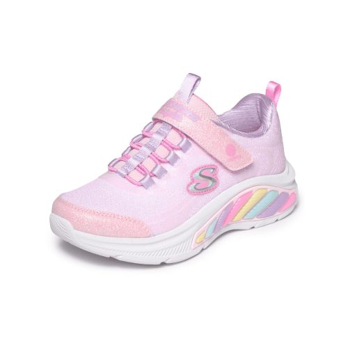 27,5-es Skechers villogós lány sportcipő, szivárványos színekkel, rózsaszín
