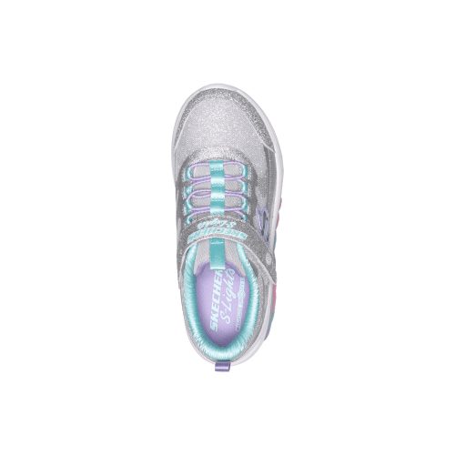 28-as Skechers villogós lány sportcipő, szivárványos színekkel, ezüst
