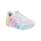 36,5-es Skechers lány/női Uno Lite sportcipő, szívecskés, fehér