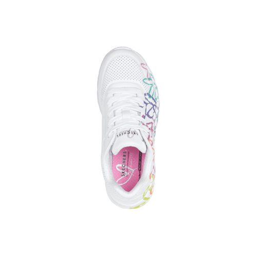 36,5-es Skechers lány/női Uno Lite sportcipő, szívecskés, fehér