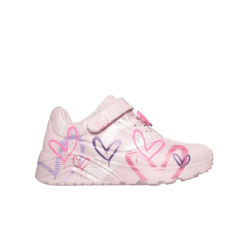 31-es Skechers lány Uno Lite sportcipő, szívecskés, rózsaszín