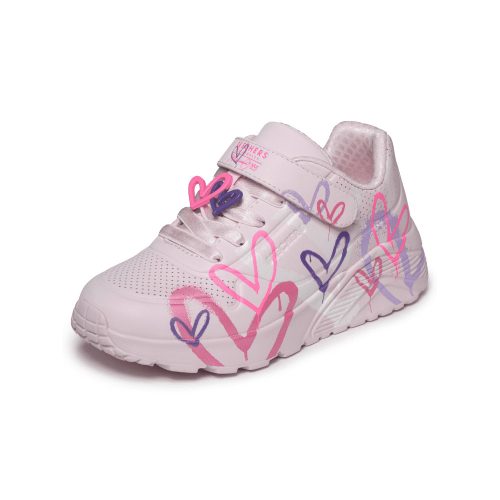 31-es Skechers lány Uno Lite sportcipő, szívecskés, rózsaszín