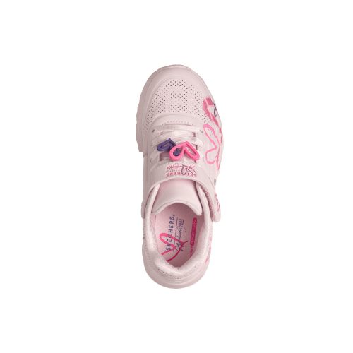 31-es Skechers lány Uno Lite sportcipő, szívecskés, rózsaszín