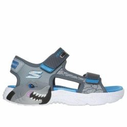   27-es Skechers cápás villogó fiú szandál S-Lights: Creature-Splash - szürke/kék