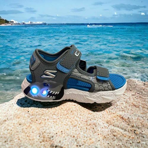 30-as Skechers cápás villogó fiú szandál S-Lights: Creature-Splash - szürke/kék
