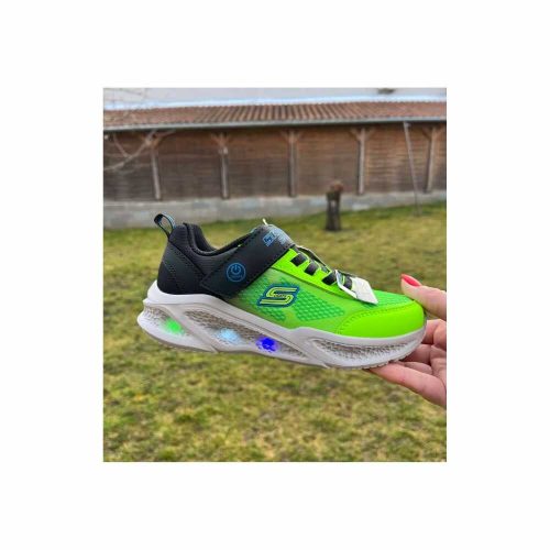 35,5-es Skechers fiú villogó sportcipő - Meteor-Lights - Krendox, lime zöld/fekete