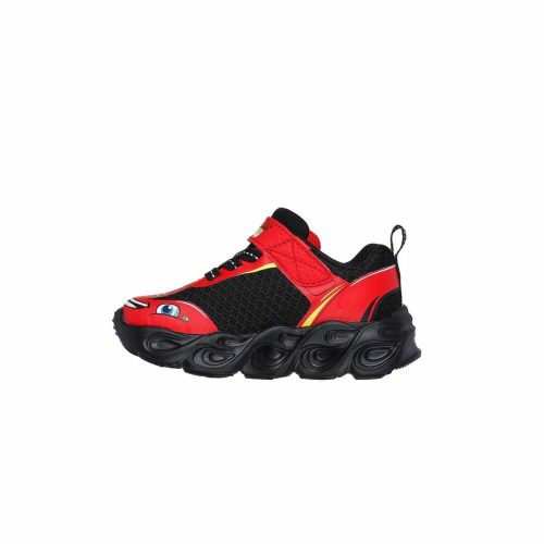 23-as Skechers fiú versenyautós villogó sportcipő, fekete/piros
