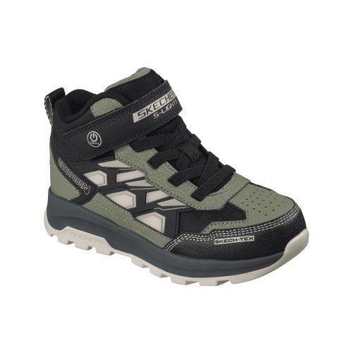 27,5-es Skechers Kisfiú Vízálló Világító Bakancs, olívazöld 
