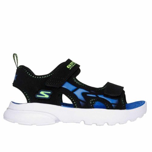 34-es Skechers  fiú szandál, Razor Splash - Aqua Buddies - kék/fekete/lime