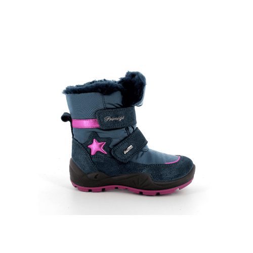 PRIMIGI GORE-TEX vízálló kislány bundás bakancs, farmer kék/pink