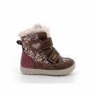 27-es Primigi Gore-tex vízálló lány téli cipő, virágmintás-szívecskés, barna/lila