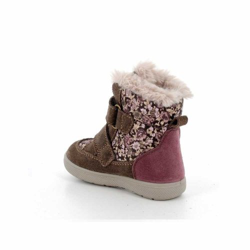 27-es Primigi Gore-tex vízálló lány téli cipő, virágmintás-szívecskés, barna/lila