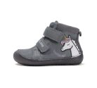 31-es D.D.Step Kislány Barefoot Zárt cipő, unikornisos mintával, szürke