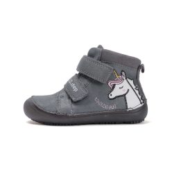   31-es D.D.Step Kislány Barefoot Zárt cipő, unikornisos mintával, szürke