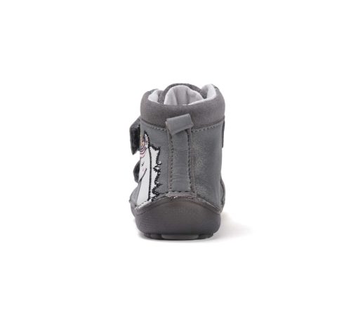 31-es D.D.Step Kislány Barefoot Zárt cipő, unikornisos mintával, szürke