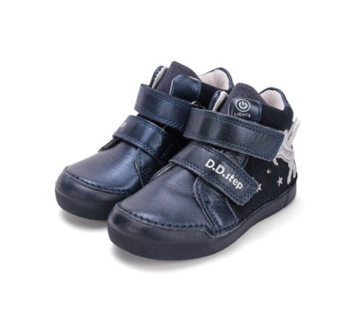 27-es D.D.Step Kislány Led-es Zárt cipő, unikornisos mintával, kék