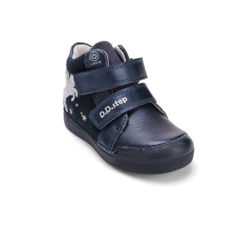 27-es D.D.Step Kislány Led-es Zárt cipő, unikornisos mintával, kék
