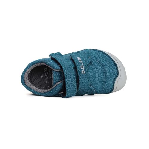 21-es D.D.Step Kisfiú Barefoot vászoncipő, autós, kékes zöld