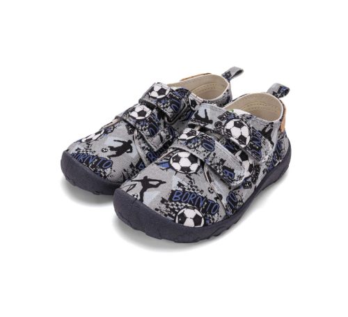 21-es D.D.Step Kisfiú Barefoot Szobacipő / Vászoncipő, szürke, focis 