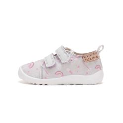   22-es D.D.Step Kislány Barefoot Szobacipő / Vászoncipő, világosszürke, szivárványos