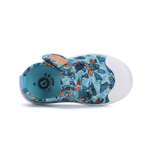23-as D.D.Step Kisfiú nyitott vászoncipő, cápás, kék