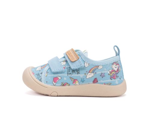 27-es D.D.Step Kislány vászoncipő, unikornisos, világoskék