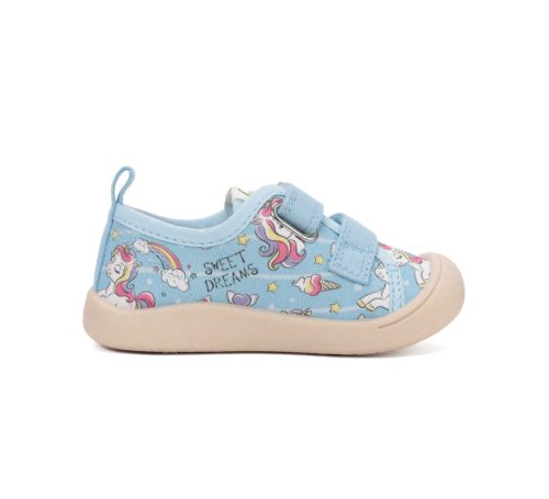 31-es D.D.Step Kislány vászoncipő, unikornisos, világoskék