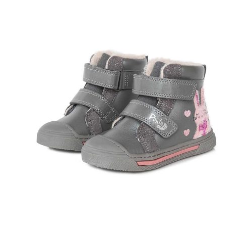 Ponte20 Szupinált kislány Bélelt bokacipő, nyuszis, szürke