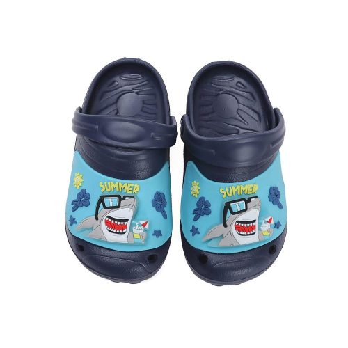 27-es D.D.Step Kisfiú Led-es Papucs, cápás, kék