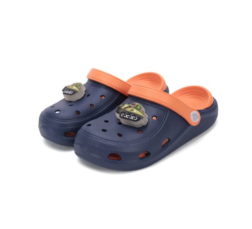 22-es D.D.Step Led-es Kisfiú papucs, harckocsi díszítéssel, sötét kék 