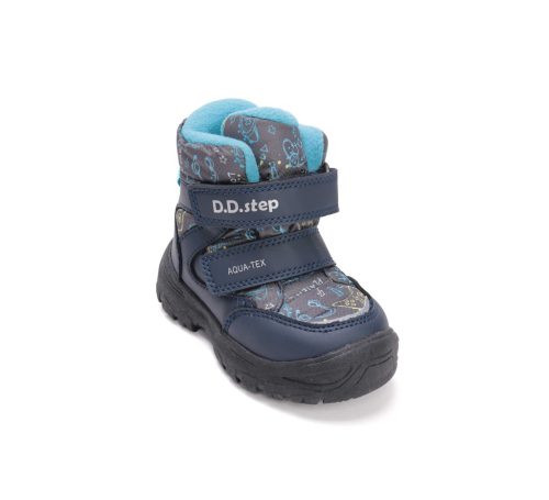 27-es D.D.Step Kisfiú AQUA-TEX (vízálló) Vízálló cipő, űrmintás, sötétkék  