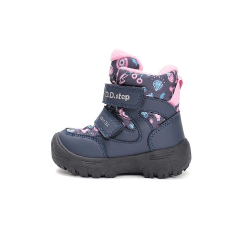 26-os D.D.Step Kislány AQUA-TEX (vízálló) Vízálló cipő, vidám színes, sötétkék/pink 